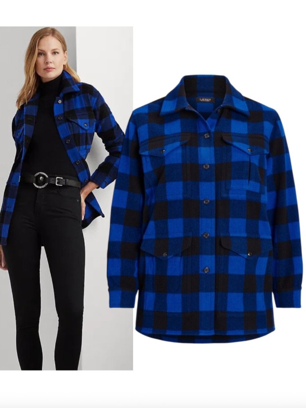 LAUREN RALPH LAUREN Buffalo Check shirt jacket NWT sz 18W